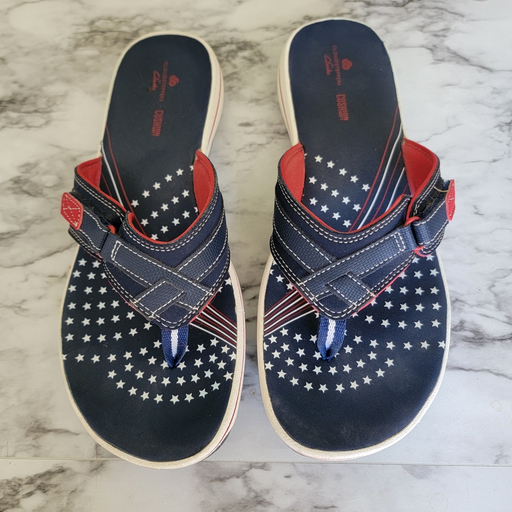 Clarks Blue and Red Sporty Sandals with Crisscross Straps